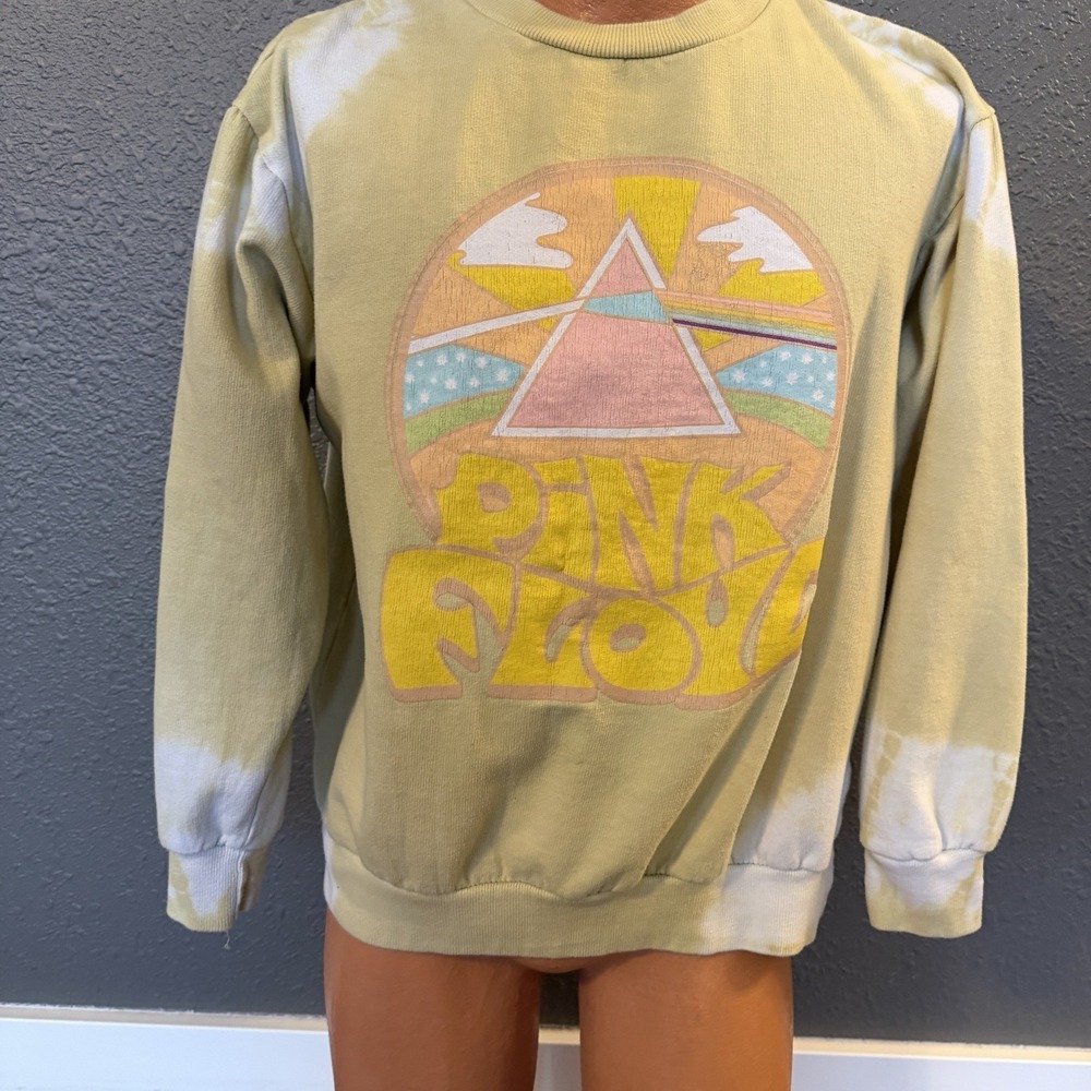 Pink Floyd Prism Yellow Tie Dye Long Sleeve Sweatshirt Sweater Large Pullover